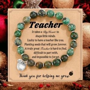Teacher Green Agate Stone Bracelet